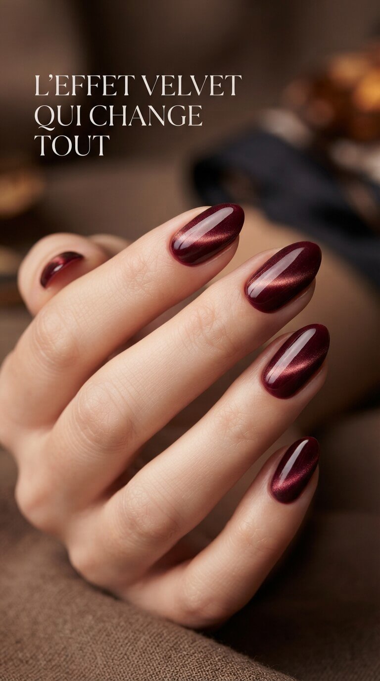 Cat eye bordeaux velvet nails automne 2026