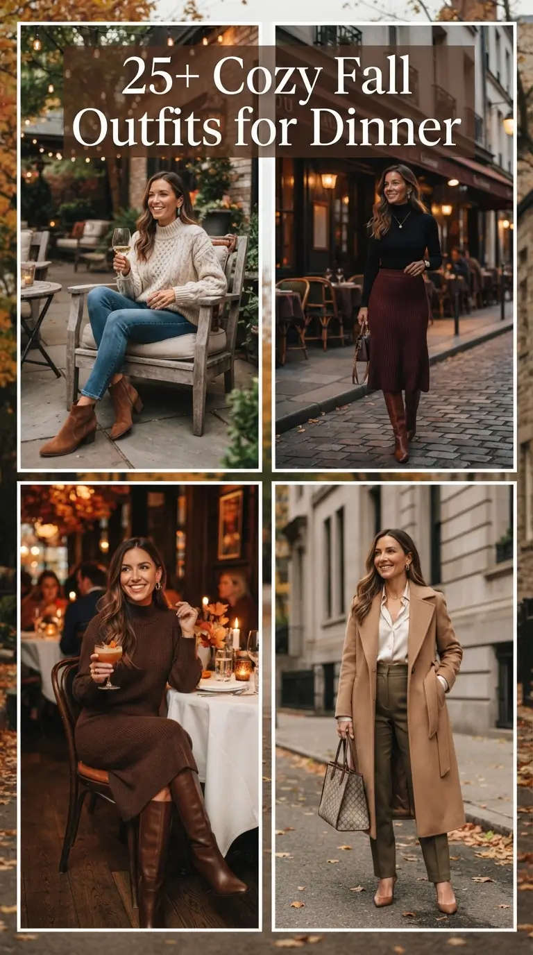 Cozy fall outfits for autumn dinners and date nights.