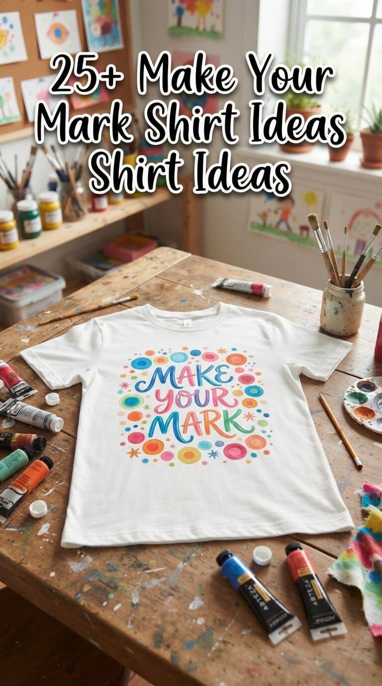 Make Your Mark Dot Day shirt surrounded by colourful circles.
