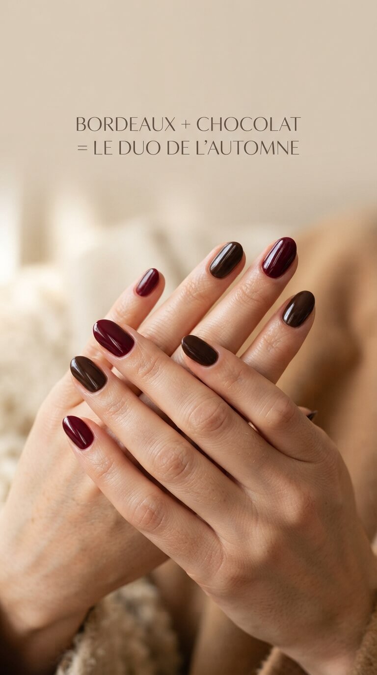 Ongles bordeaux et chocolat tendance automne 2026