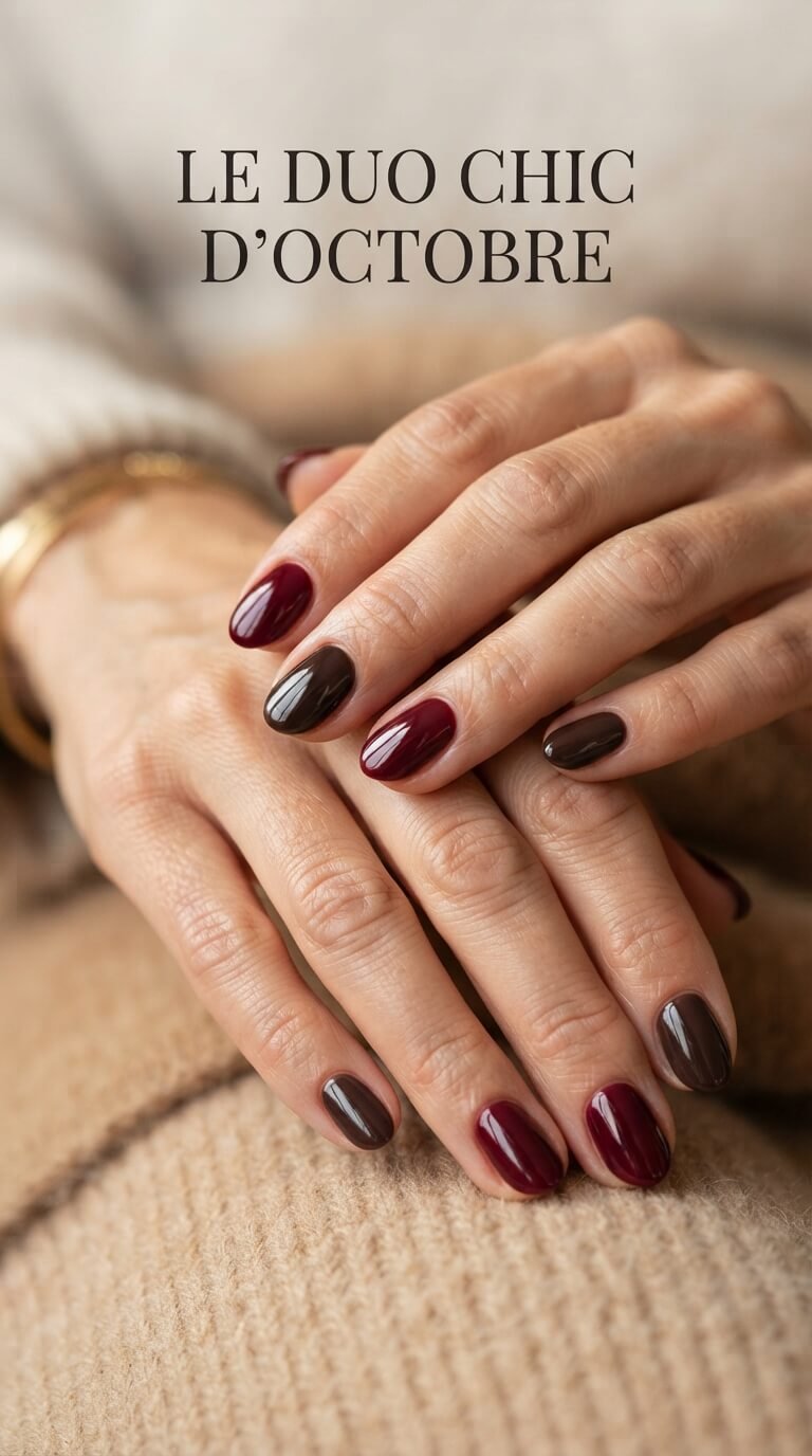Ongles bordeaux chocolat tendance octobre 2026