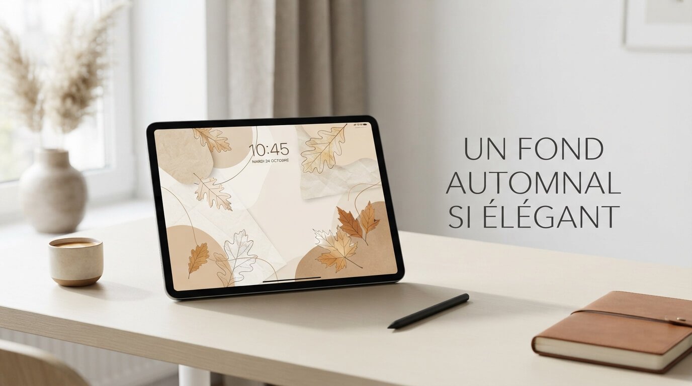Fond écran iPad automne minimaliste beige et crème