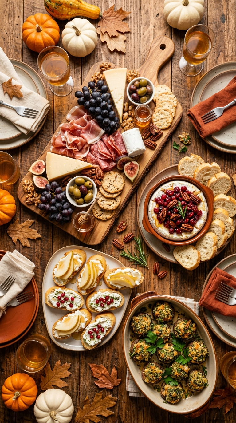 easy thanksgiving appetizers ideas on a rustic table